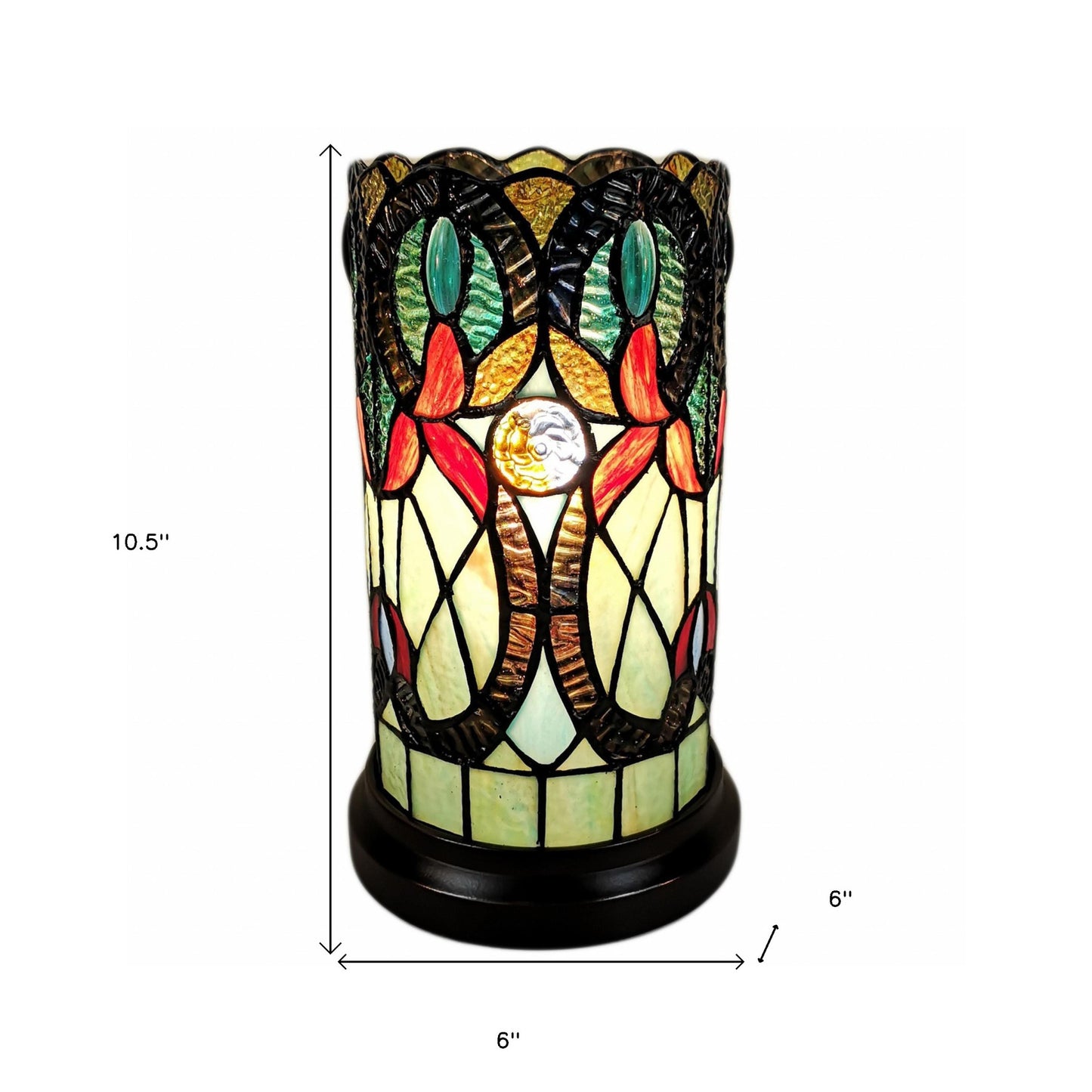 Beige & Orange Mosaic Tile Stained Glass Accent Lamp