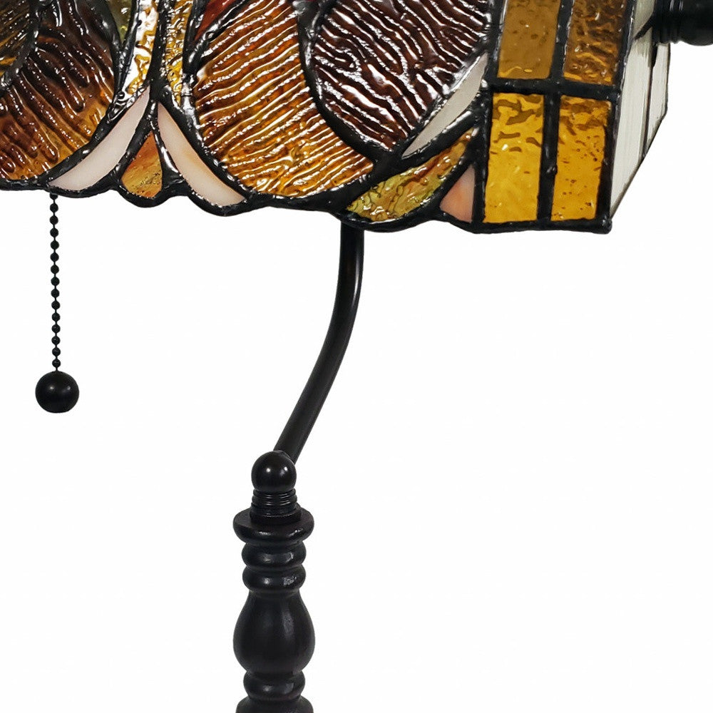 Dark Brown Candlestick Table Lamp w/ Beige Shade