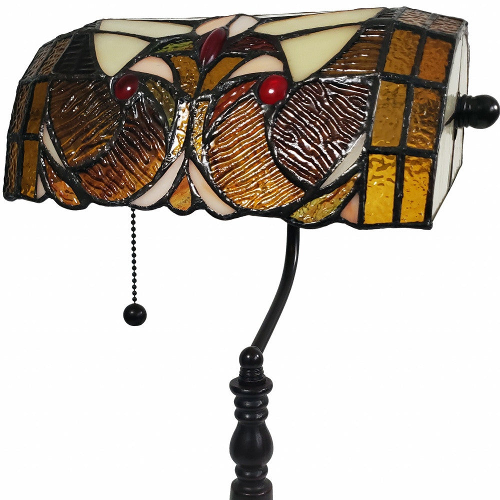Dark Brown Candlestick Table Lamp w/ Beige Shade