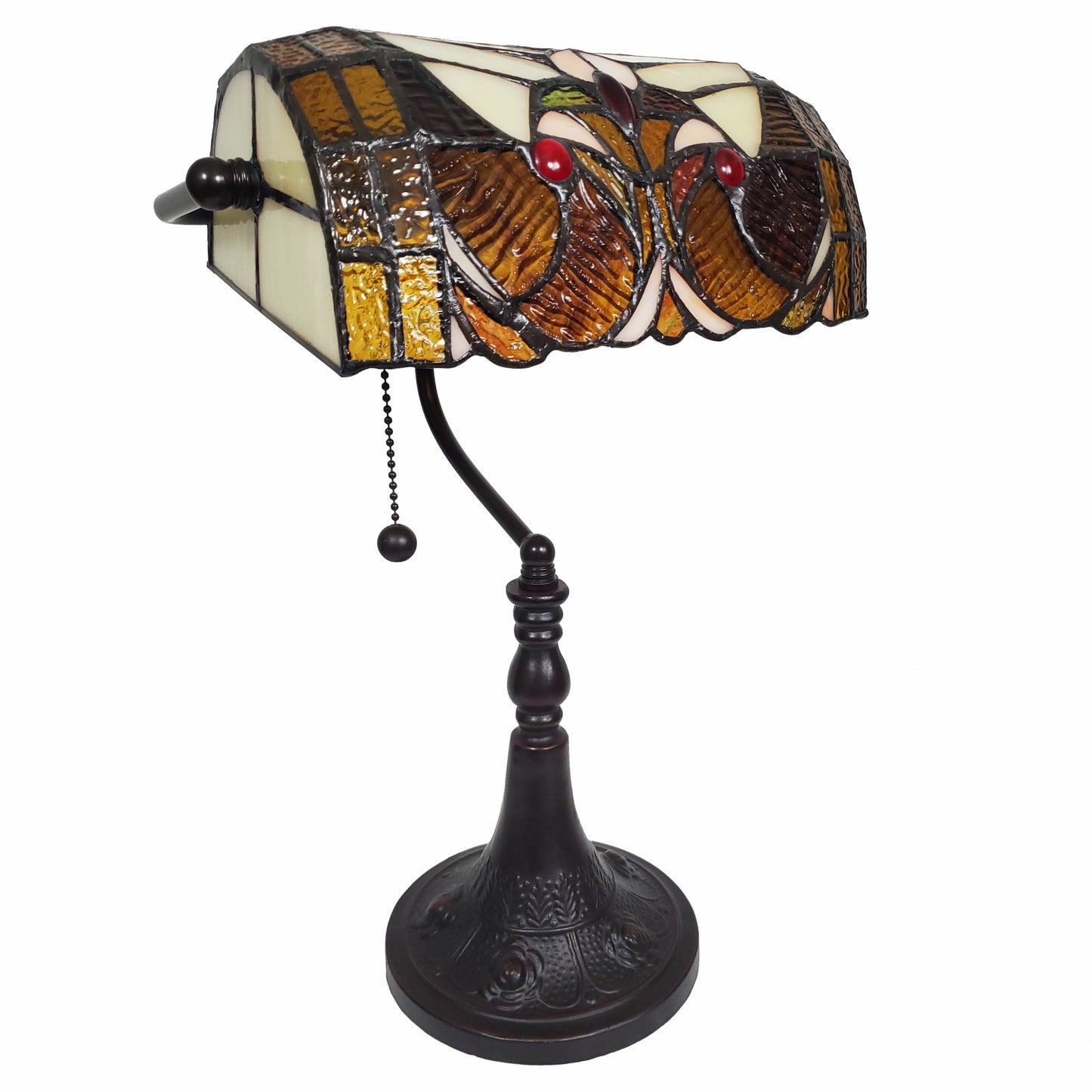 Dark Brown Candlestick Table Lamp w/ Beige Shade