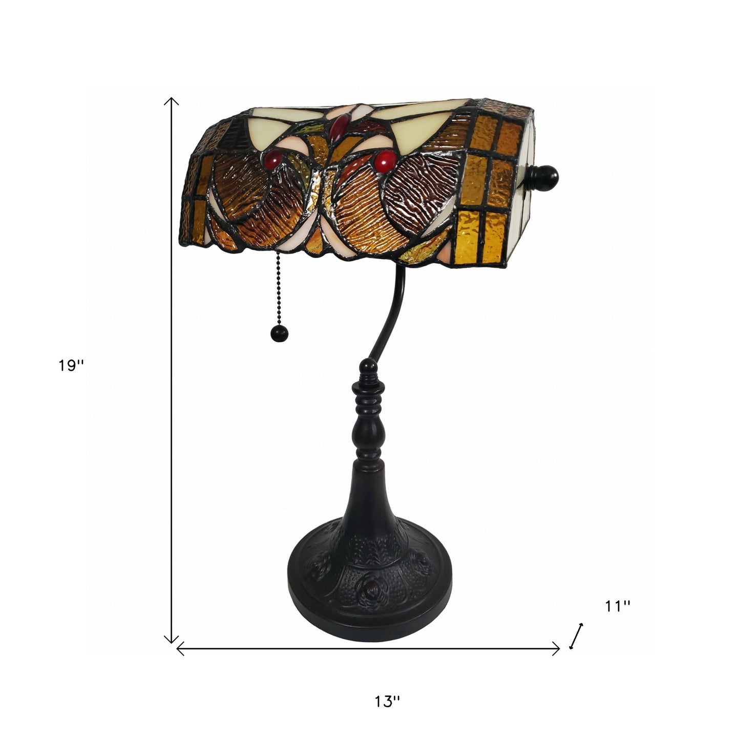 Dark Brown Candlestick Table Lamp w/ Beige Shade