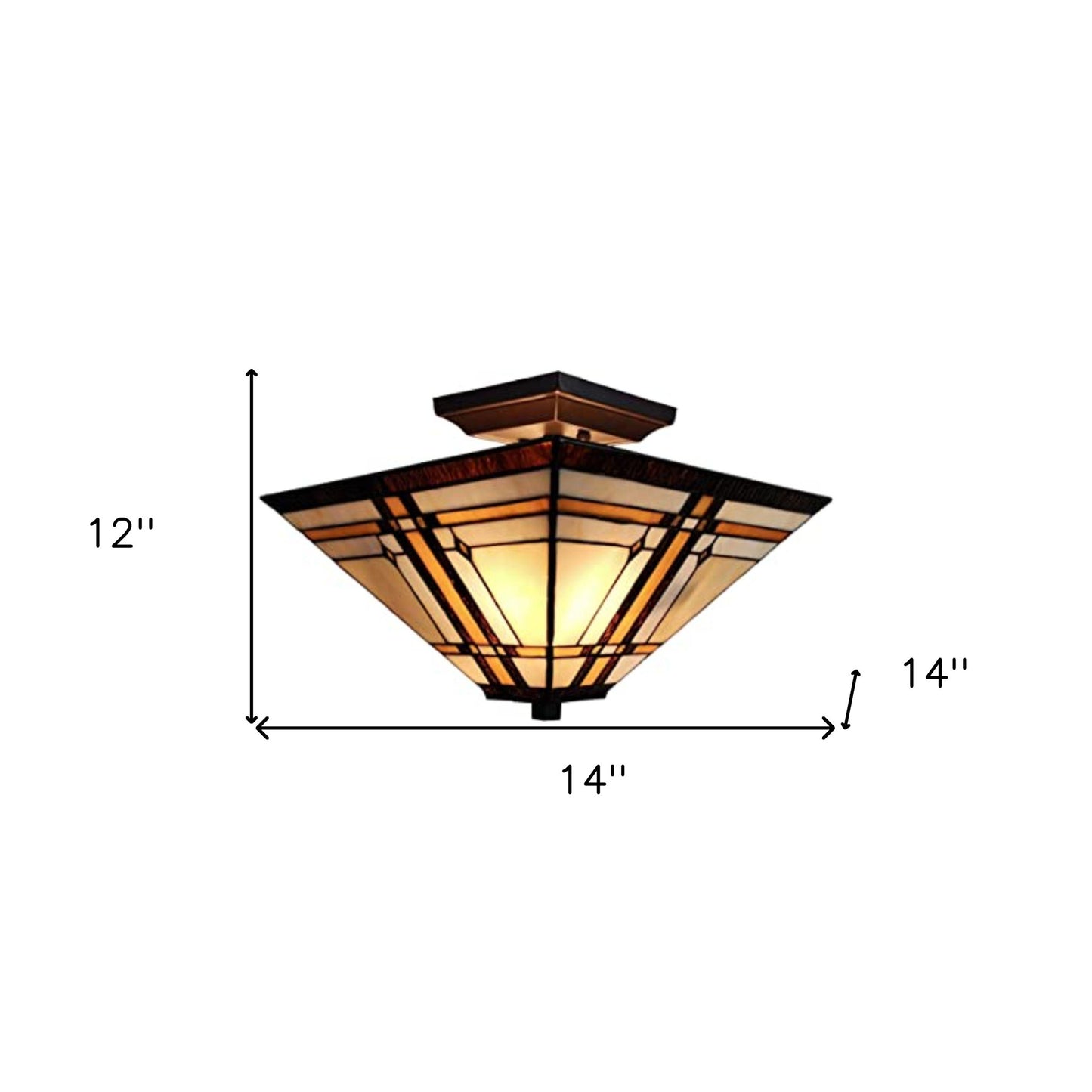 Brown & Amber Tiffany Style Mission Semi Flush Dimmable Ceiling Light