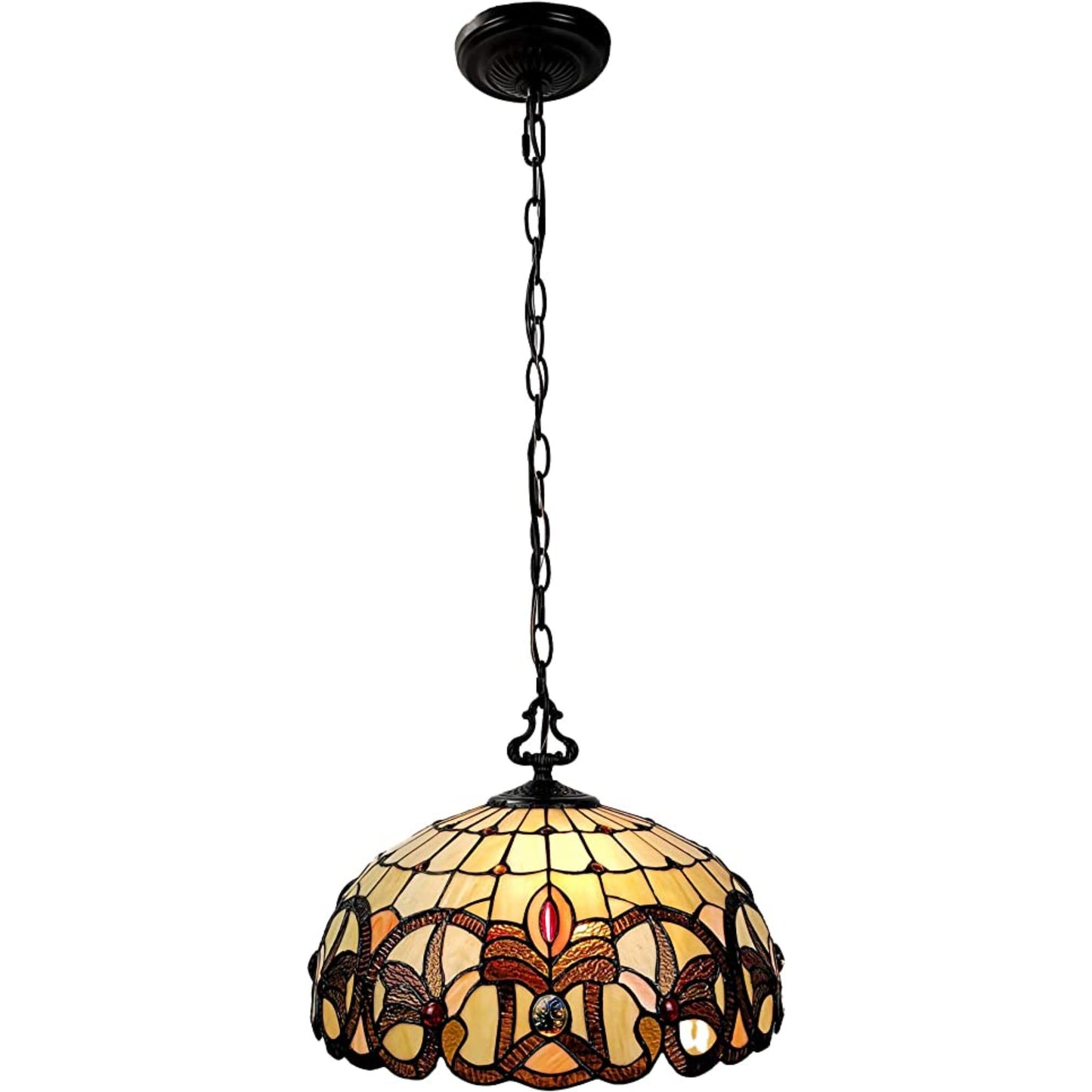 Tiffany Style Stained Glass 2 Light Glass Dimmable Ceiling Light