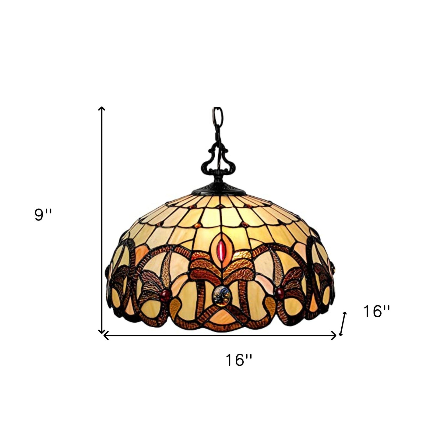 Tiffany Style Stained Glass 2 Light Glass Dimmable Ceiling Light