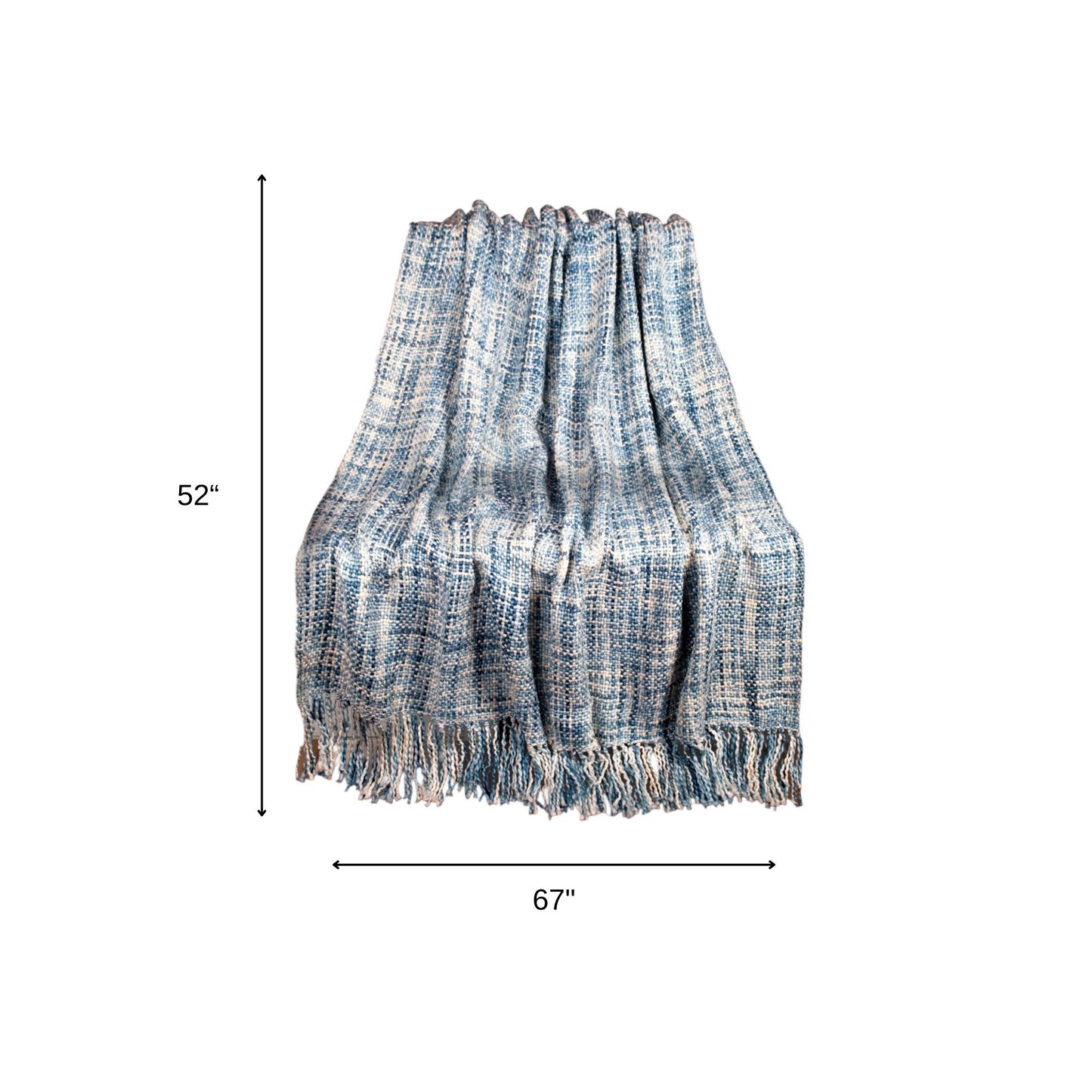 Blue & Green Woven Throw w/ Tassels