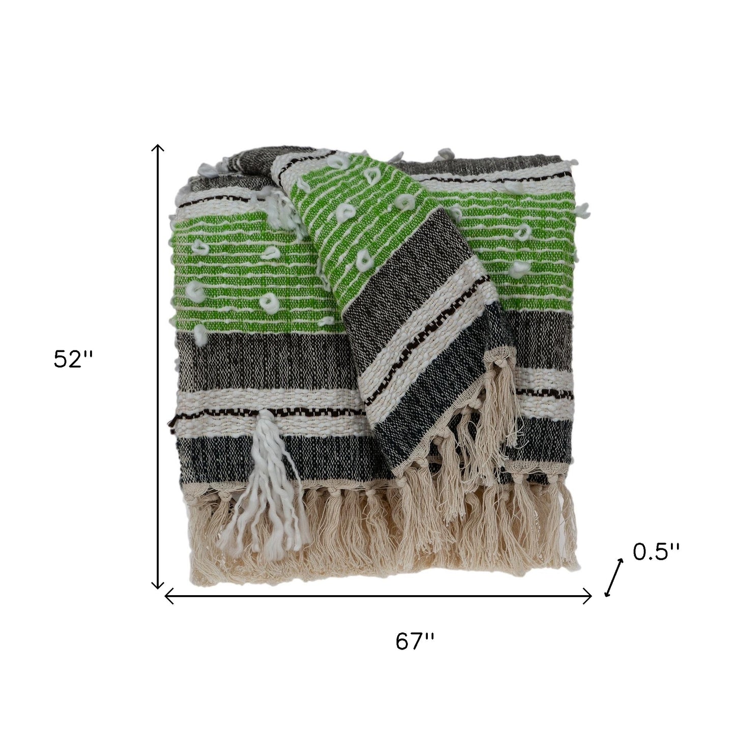 Beige/Black/Green Woven Wool Throw