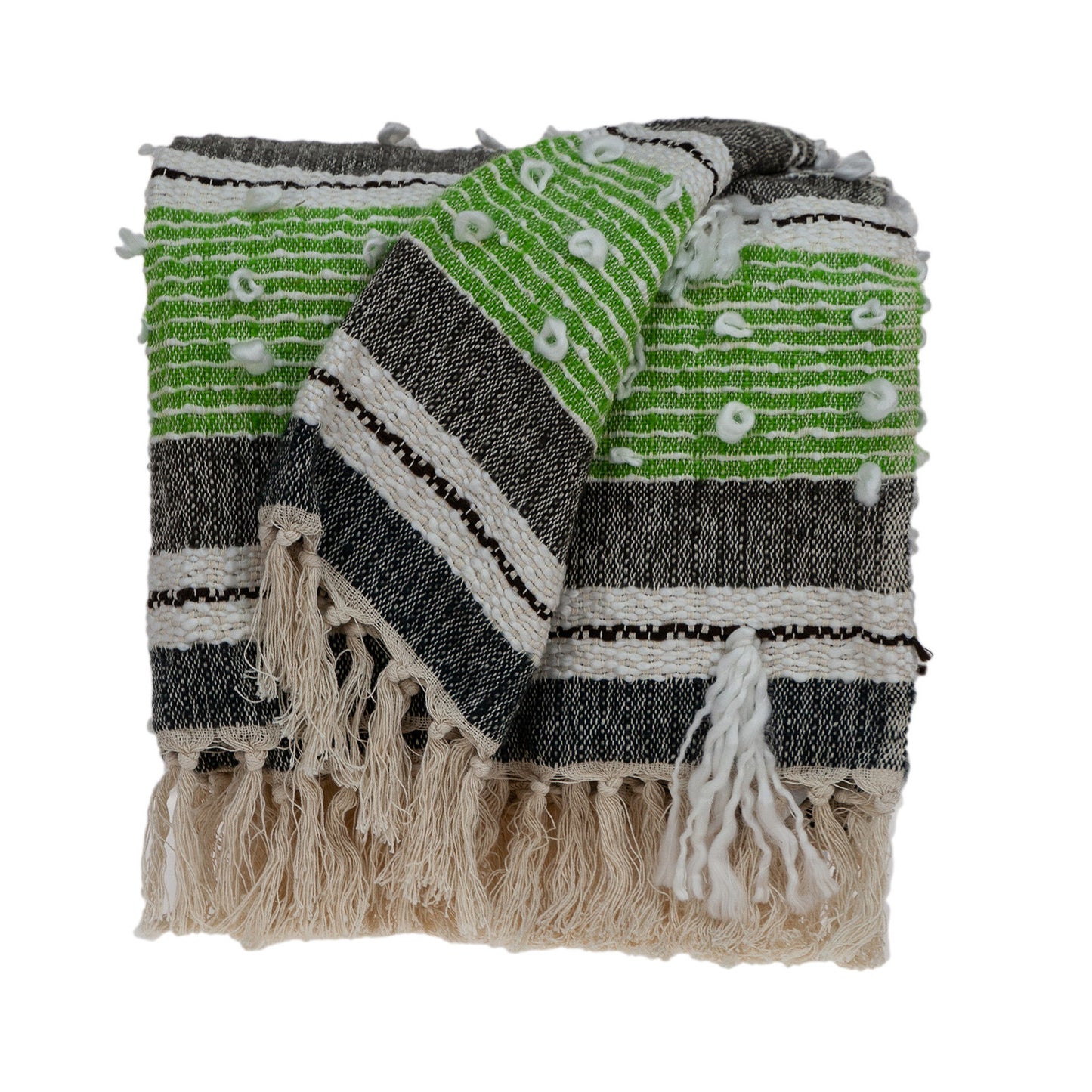 Beige/Black/Green Woven Wool Throw