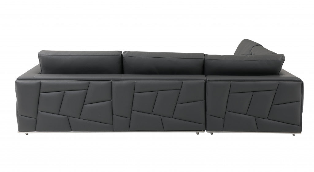 Dark Gray Italian Leather L Shaped 2 Piece Sectional
