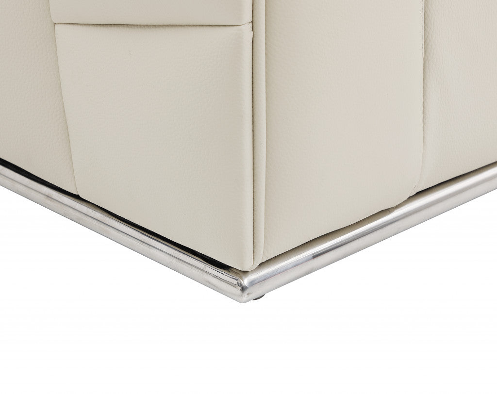 Beige Italian Leather L Shaped 2 Piece Sectional