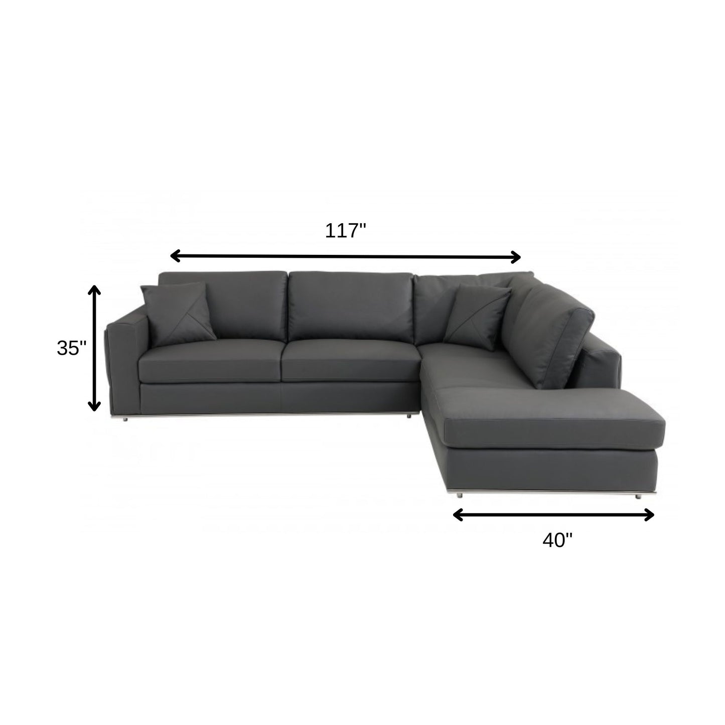 Dark Gray Italian Leather Modular 2 Piece Sectional