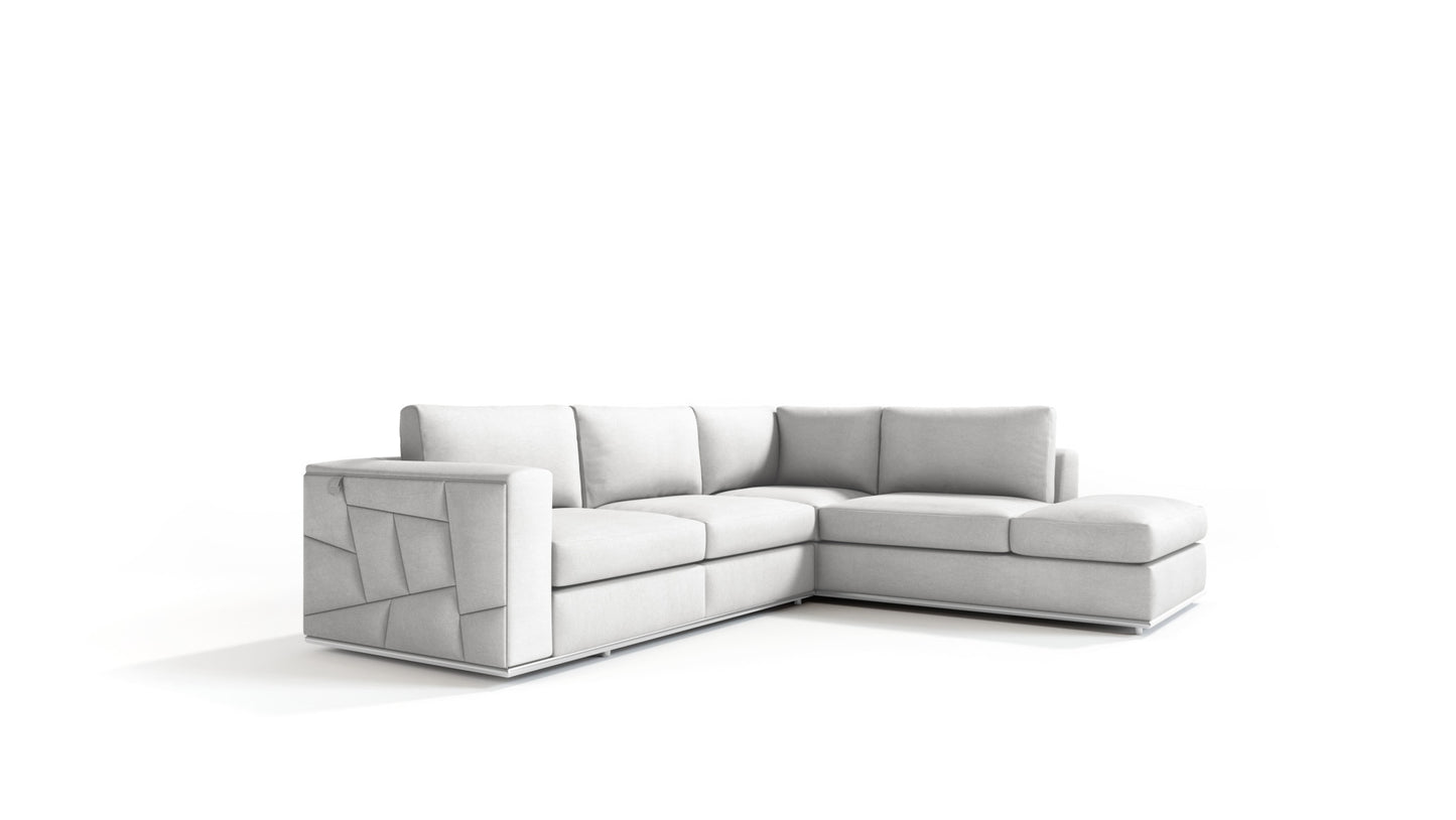 White Italian Leather L Shaped 2 Piece Sectional