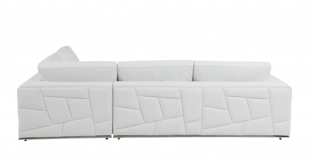 White Italian Leather L Shaped 2 Piece Sectional