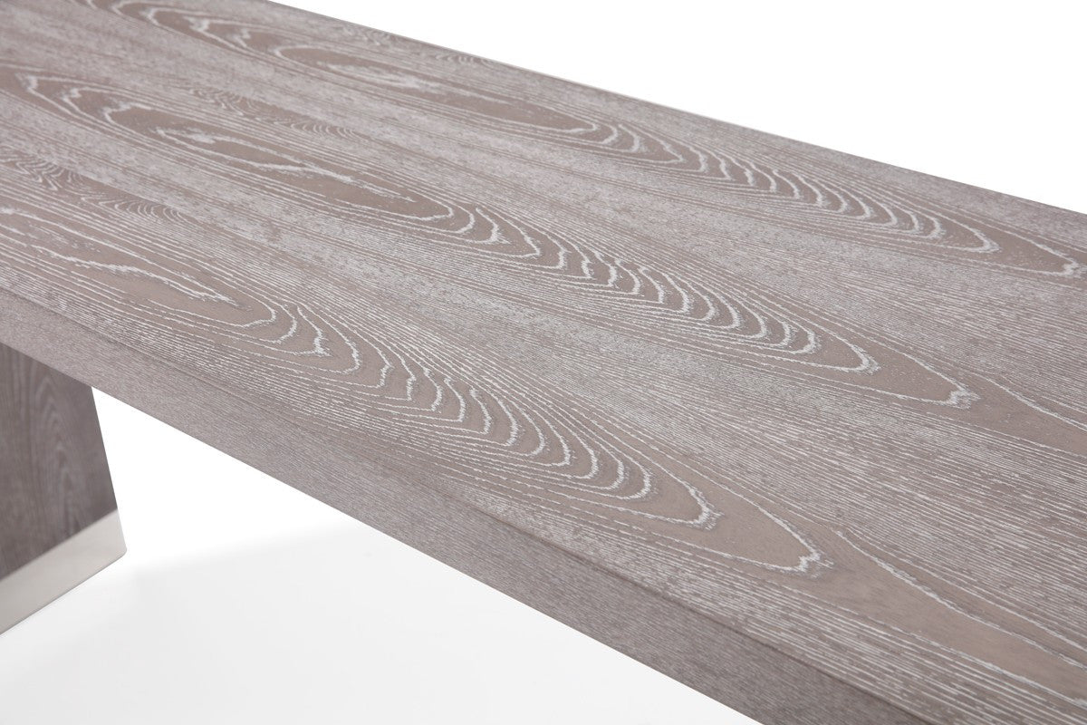 Grey Elm Rectangular Manufactured Wood Top Fixed Dining Table
