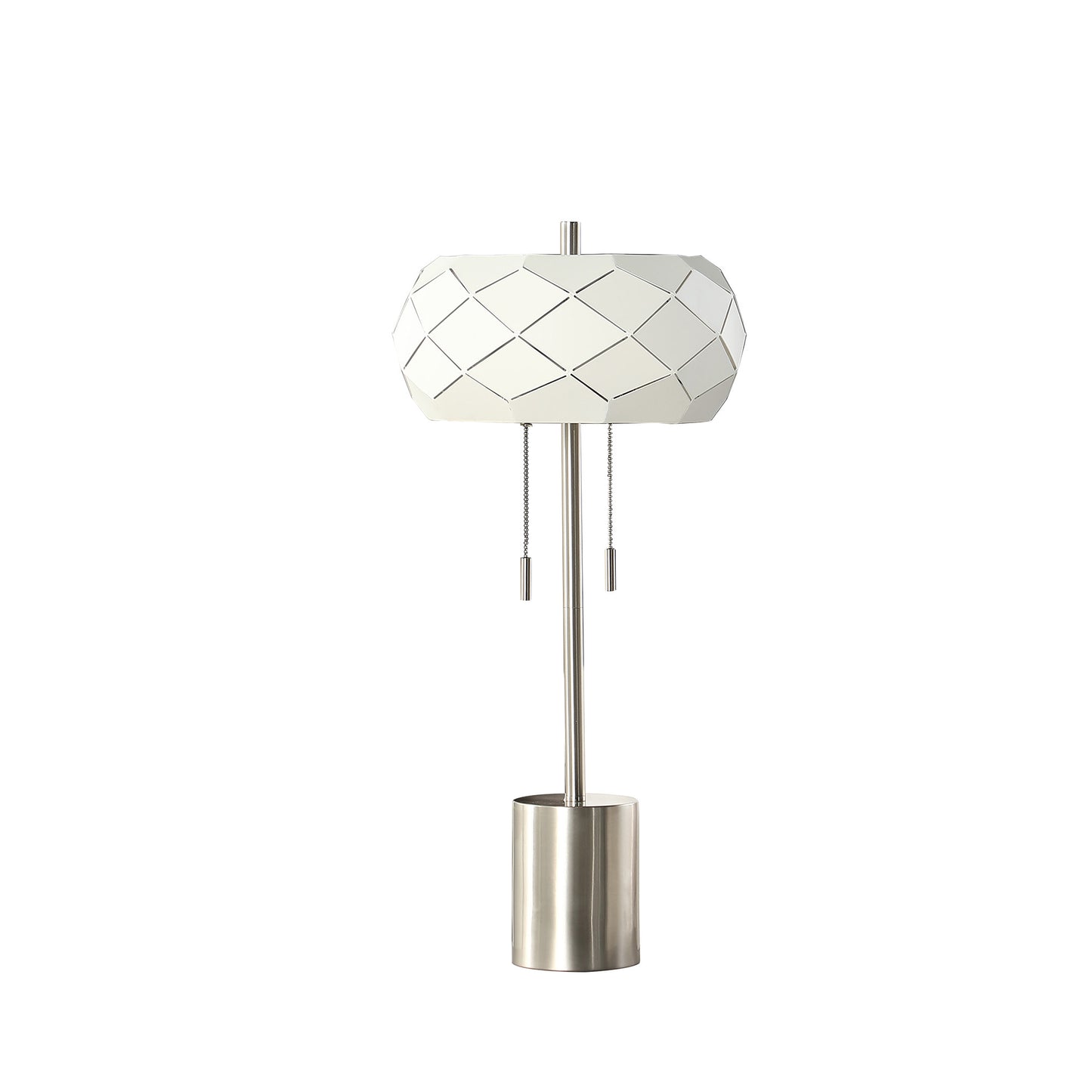 Silver Table Lamp w/ Geometric Laser Cut Shade