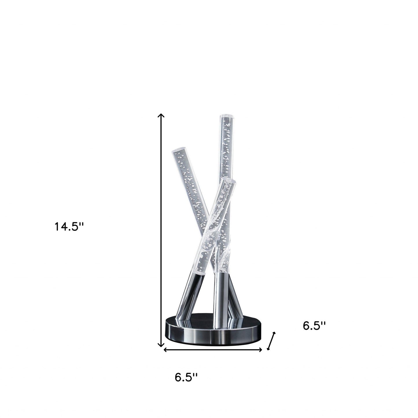 Silver Acrylic & Three Rod Abstract Table Lamp