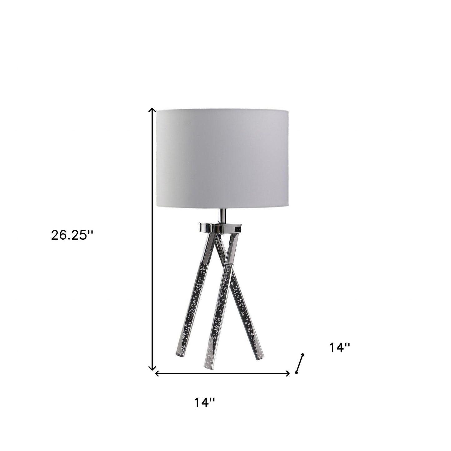 Silver & Acrylic Tripod Table Lamp w/ Shade
