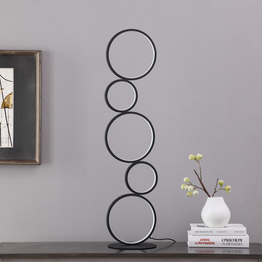 Black Five Circle Geometric Sculpture Table Lamp