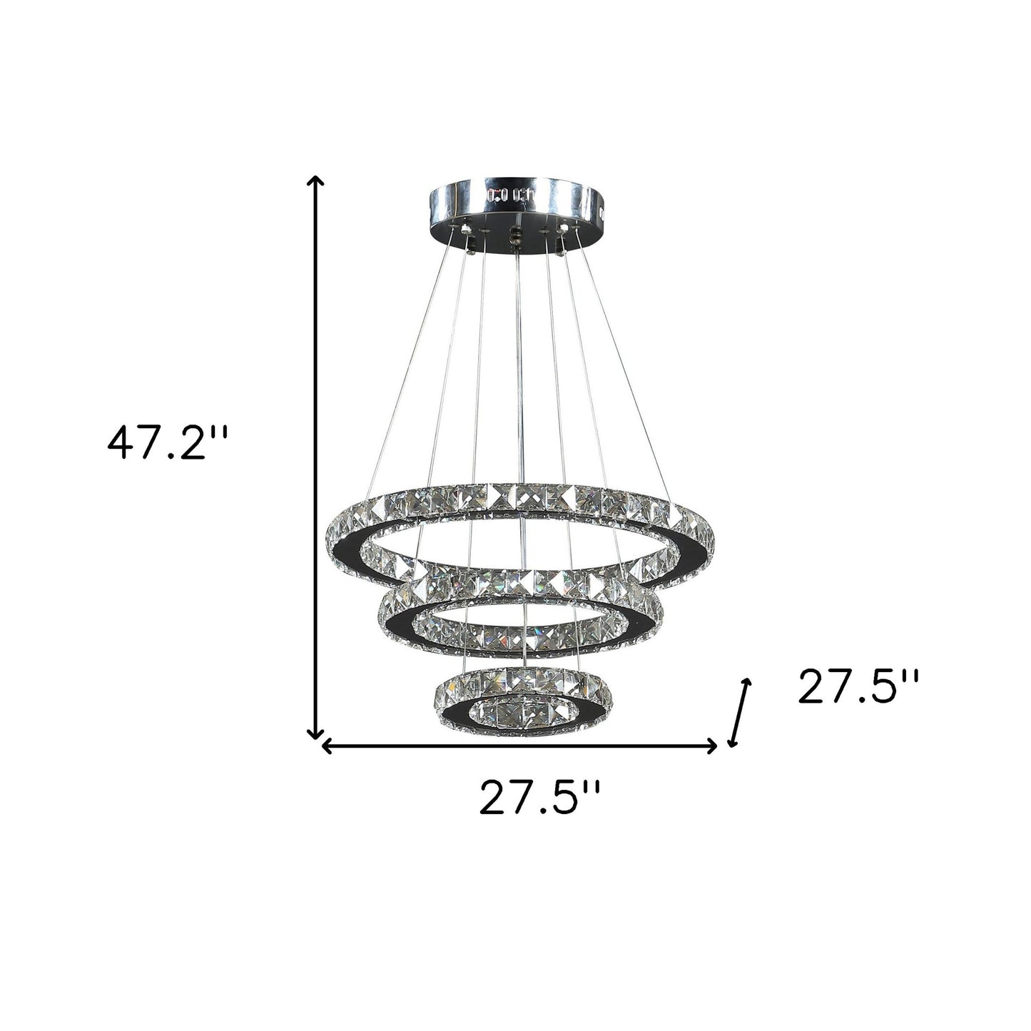 Silver & Crystals Dimmable Chandelier