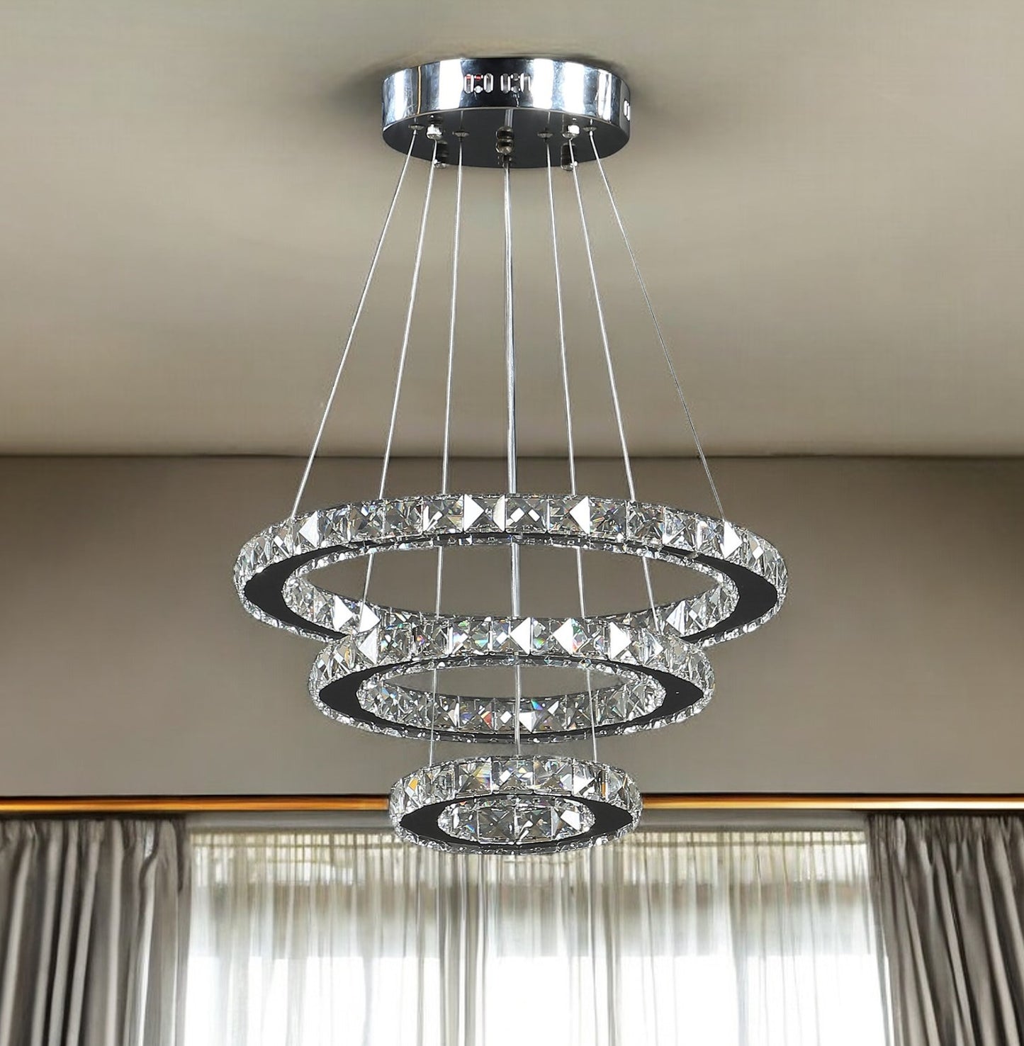 Silver & Crystals Dimmable Chandelier