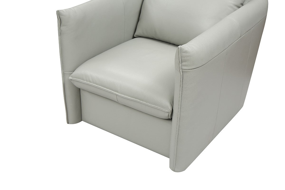 Gray Genuine Leather Swivel Lounge Chair