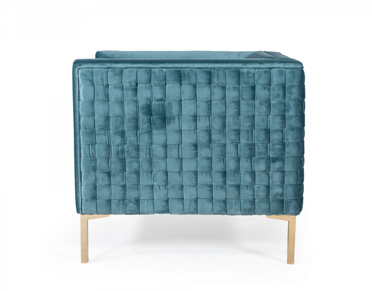 Teal & Gold Velvet Arm Chair