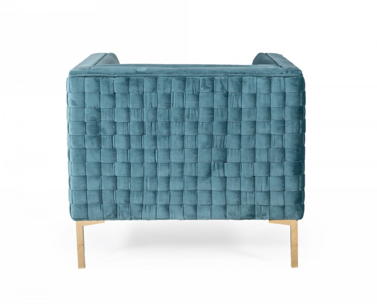 Teal & Gold Velvet Arm Chair