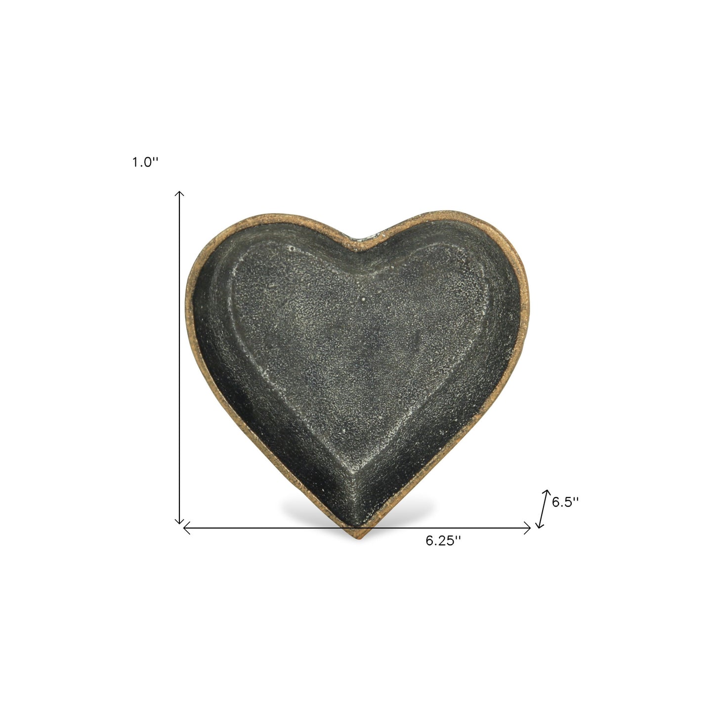 Black Heart Metal Heart Handmade Vanity Tray