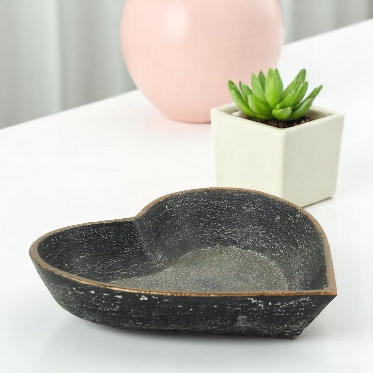 Black Heart Metal Heart Handmade Vanity Tray