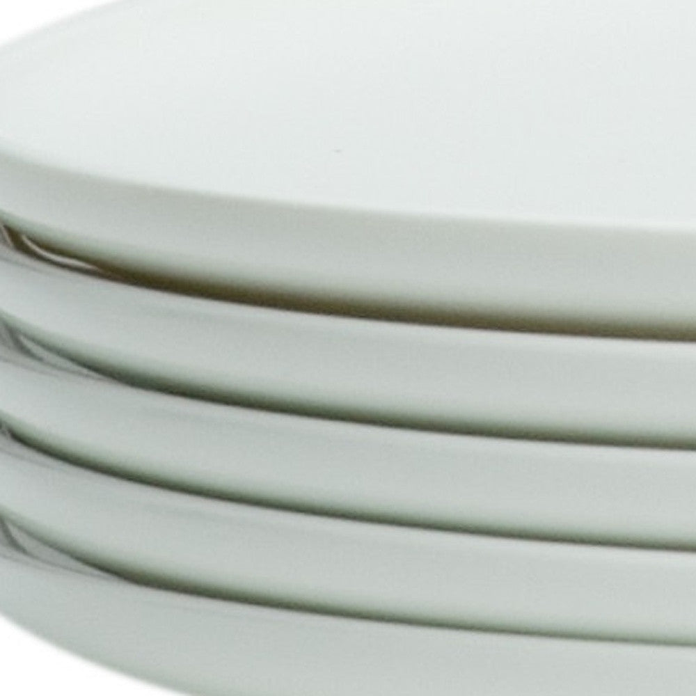 White Six Piece Round Coupe Porcelain Set of 6 Dinner Plate Set