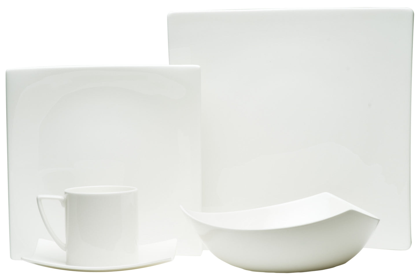 White 5-Piece Square Bone China Dinnerware Set