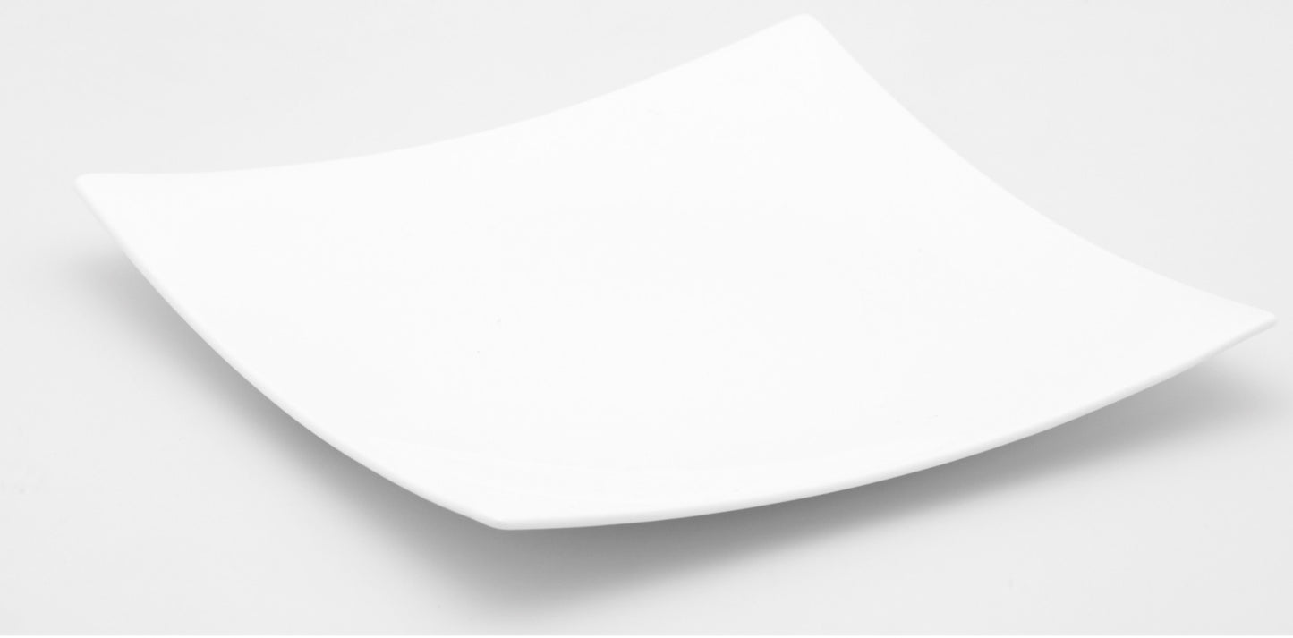 White Six Piece Square Bone China Set of 6 Dinner Plate Set