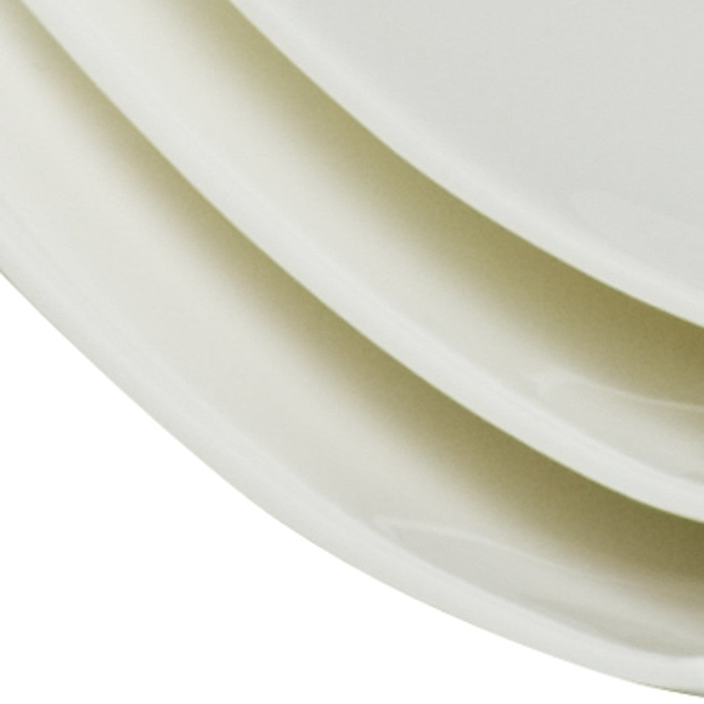 White Six Piece Square Bone China Set of 6 Dinner Plate Set