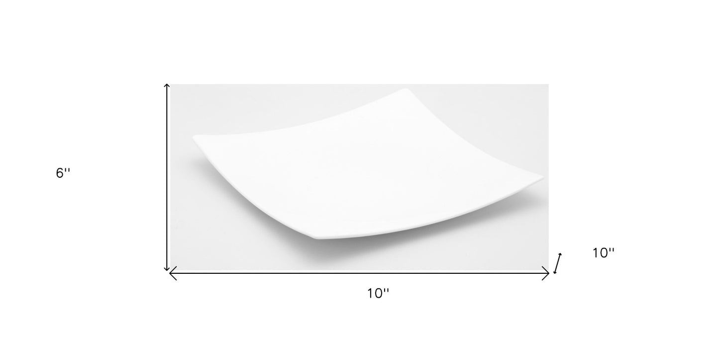 White Six Piece Square Bone China Set of 6 Dinner Plate Set