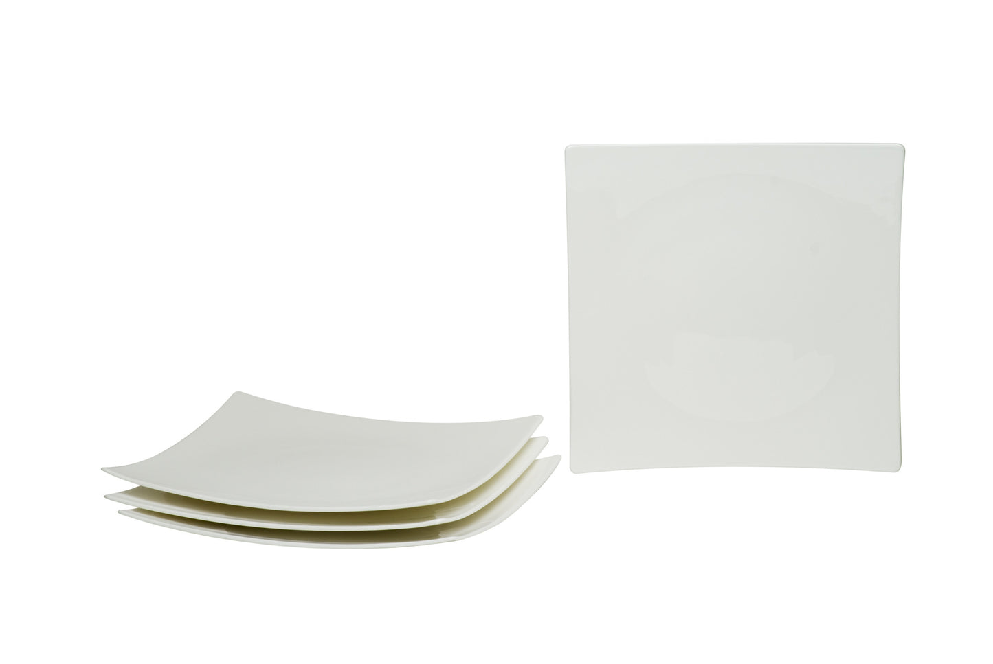 White Six Piece Square Bone China Set of 6 Salad Plate Set