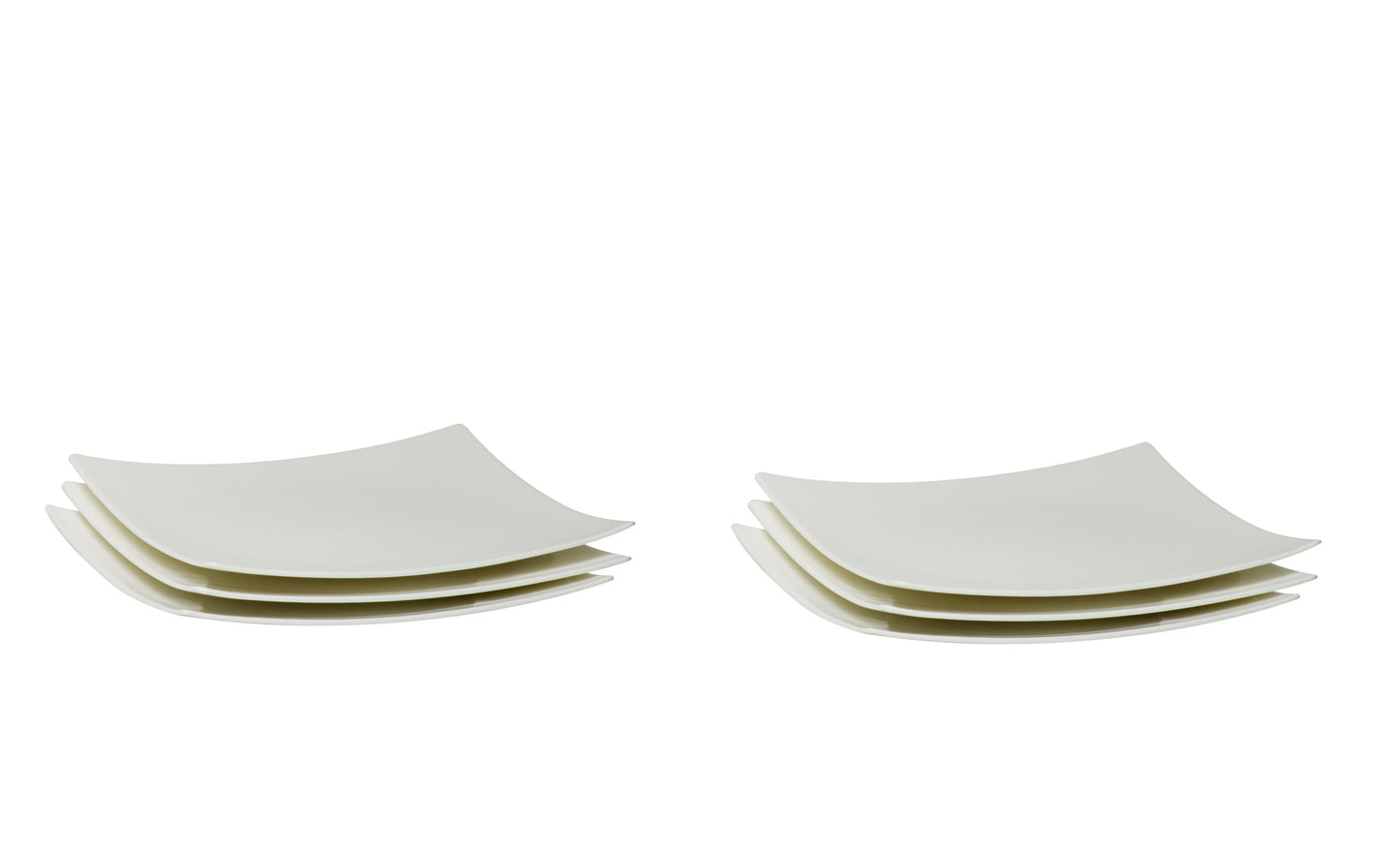 White Six Piece Square Bone China Set of 6 Salad Plate Set