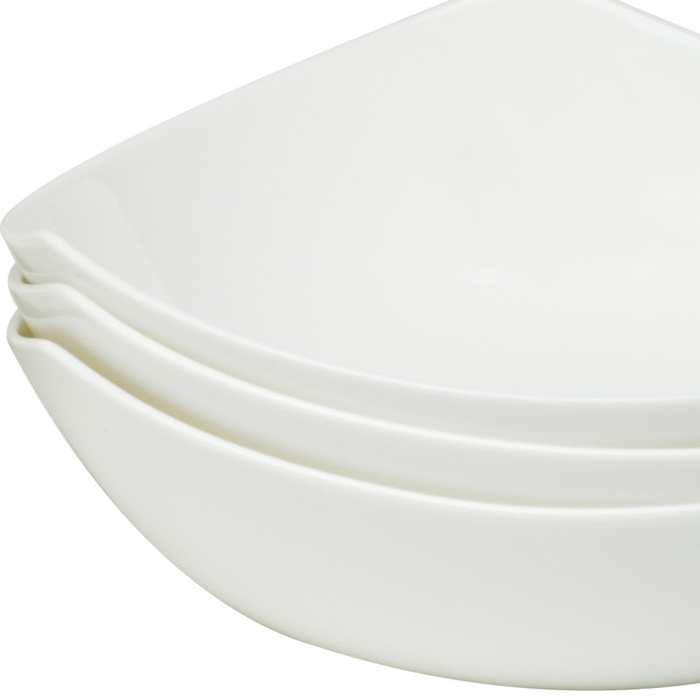 White Six Piece Triangle Bone China Set of 6 Bowl Set