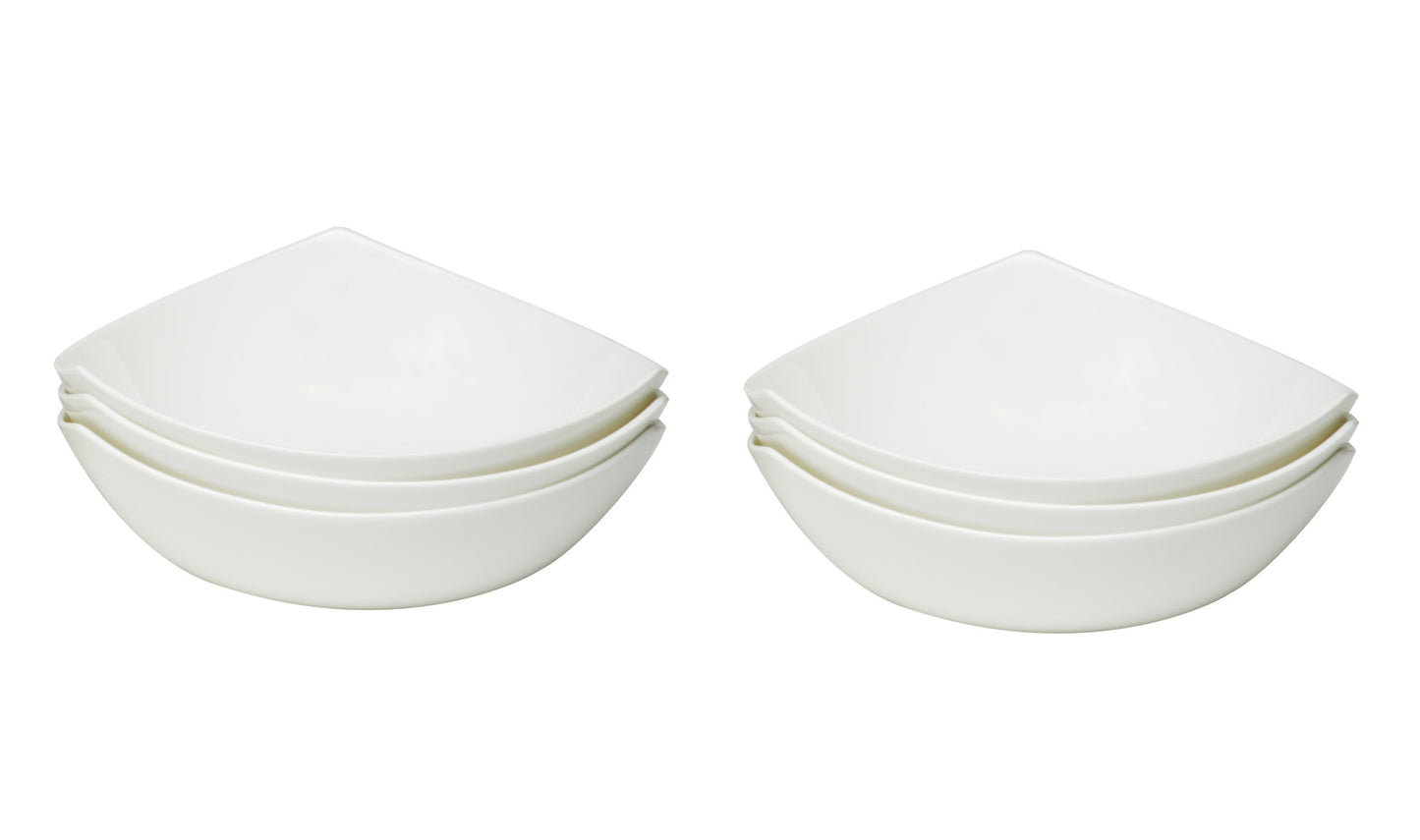 White Six Piece Triangle Bone China Set of 6 Bowl Set