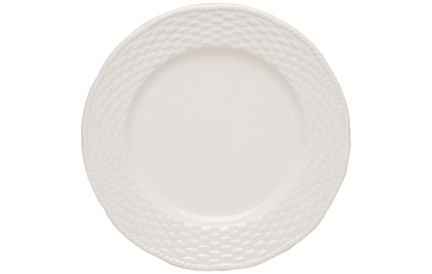 White 4-Piece Weave Stoneware Set of 4 Dinner Plate Set