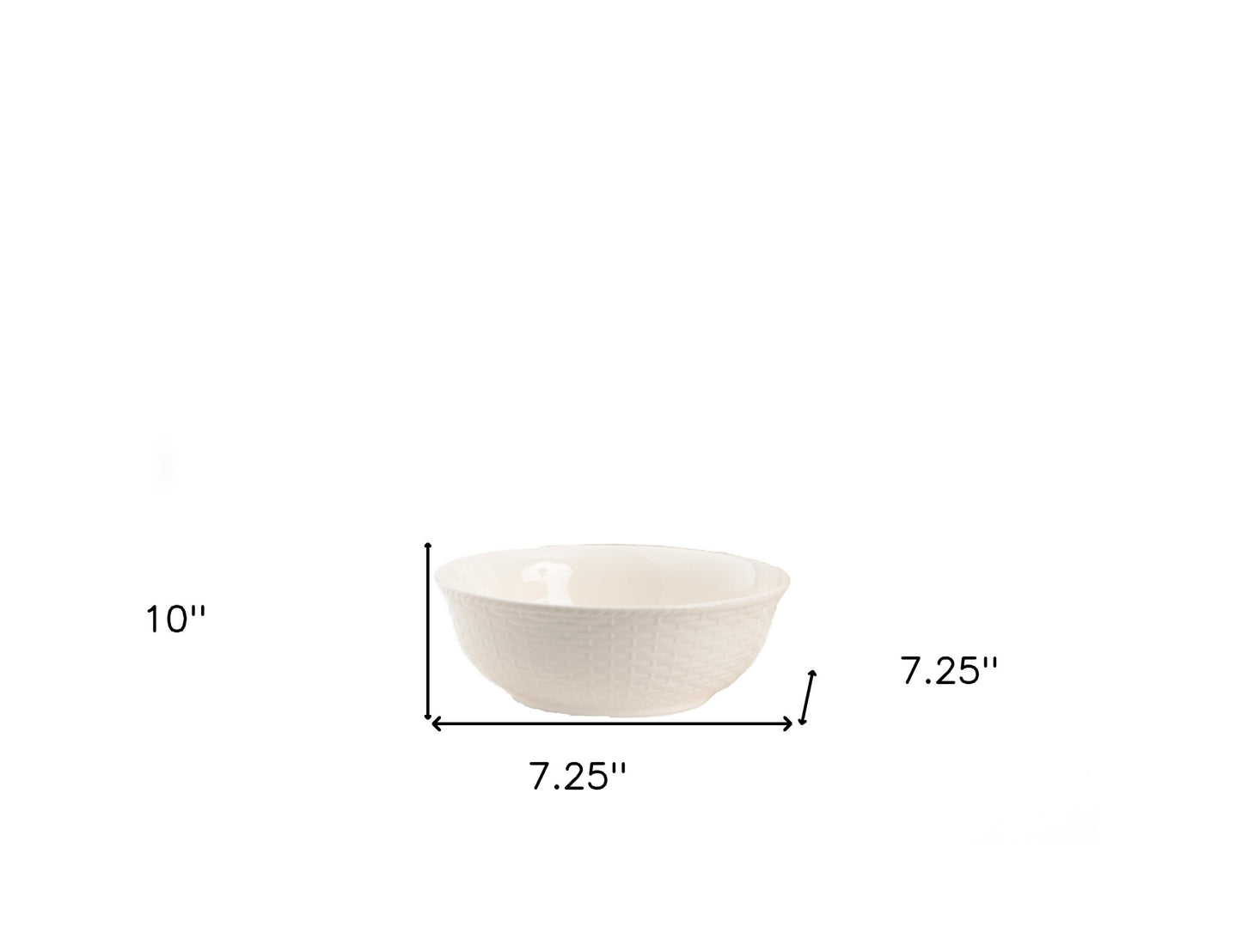White 4-Piece Round Weave Stoneware Set of 4 Bowl Set