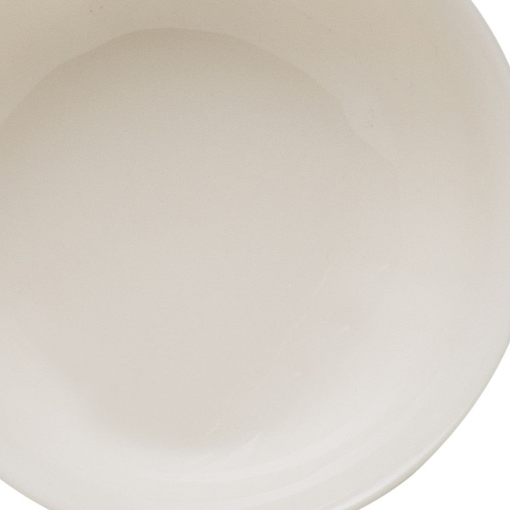 White 4-Piece Round Scallop Stoneware Set of 4 Bowl Set