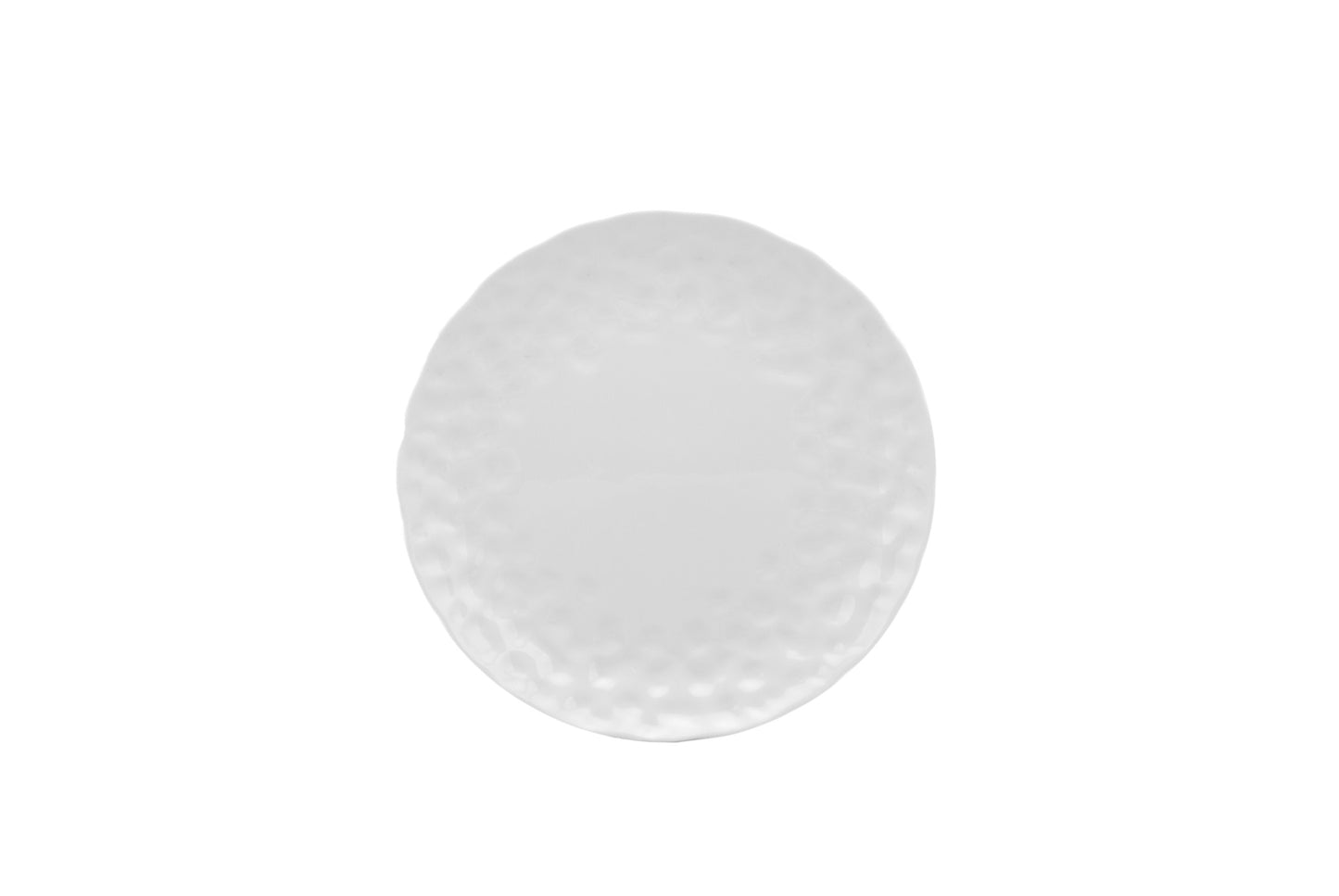 White Six Piece Round Pebbled Porcelain Set of 6 Salad Plate Set