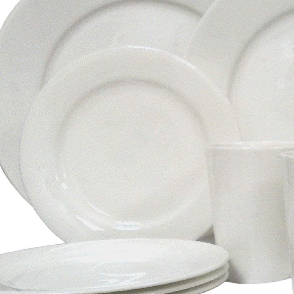 White 16-Piece Round Bone China Set of 4 Dinnerware Set