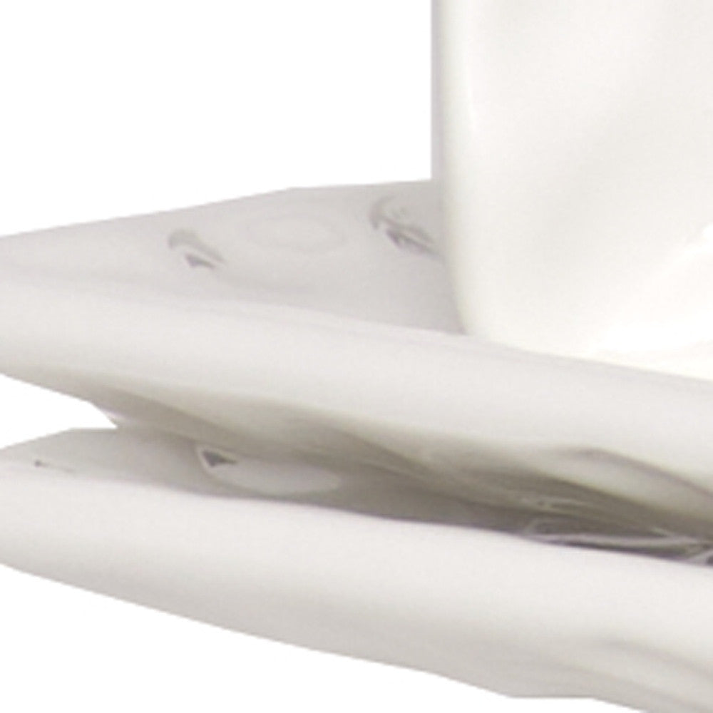 White Six Piece Rectangle Pebbled Porcelain Set of 6 Salad Plate Set