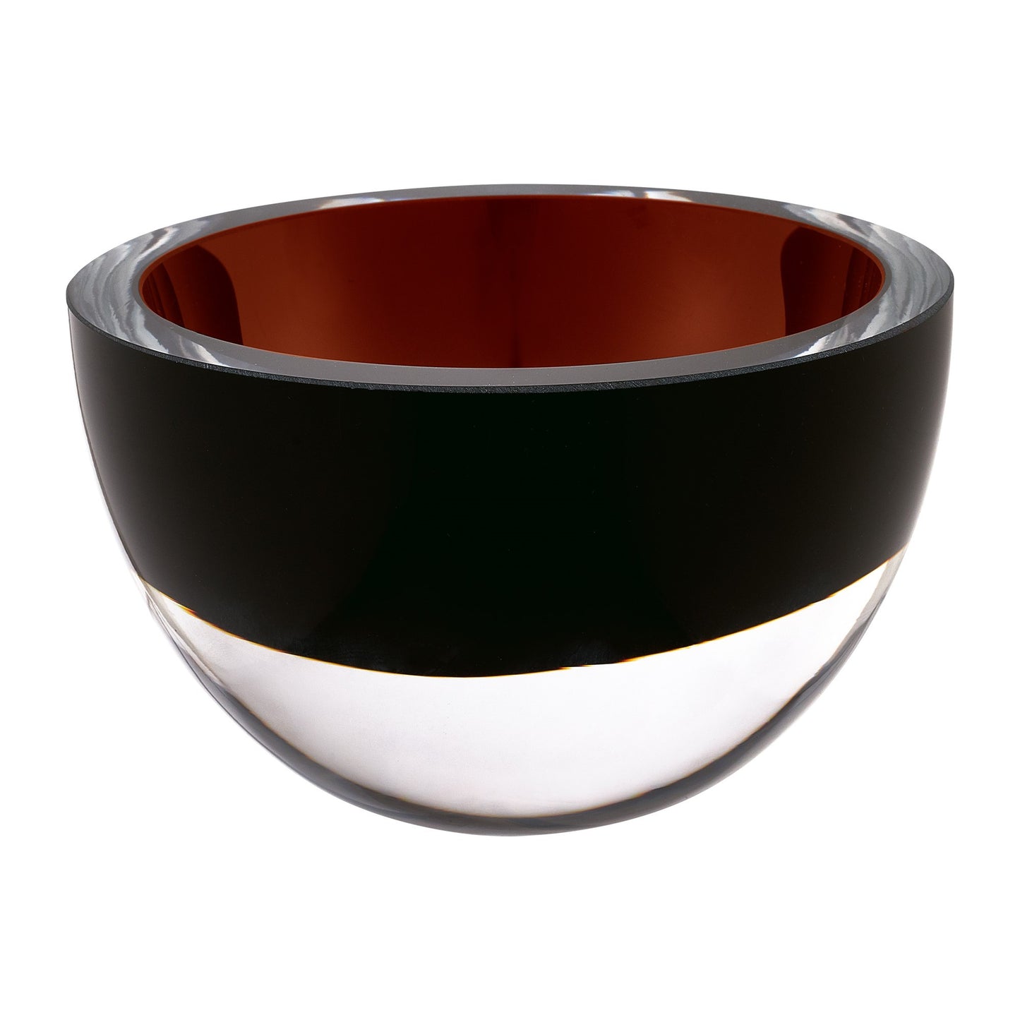 Brown Mouth Blown Crystal Thick Walled Bowl