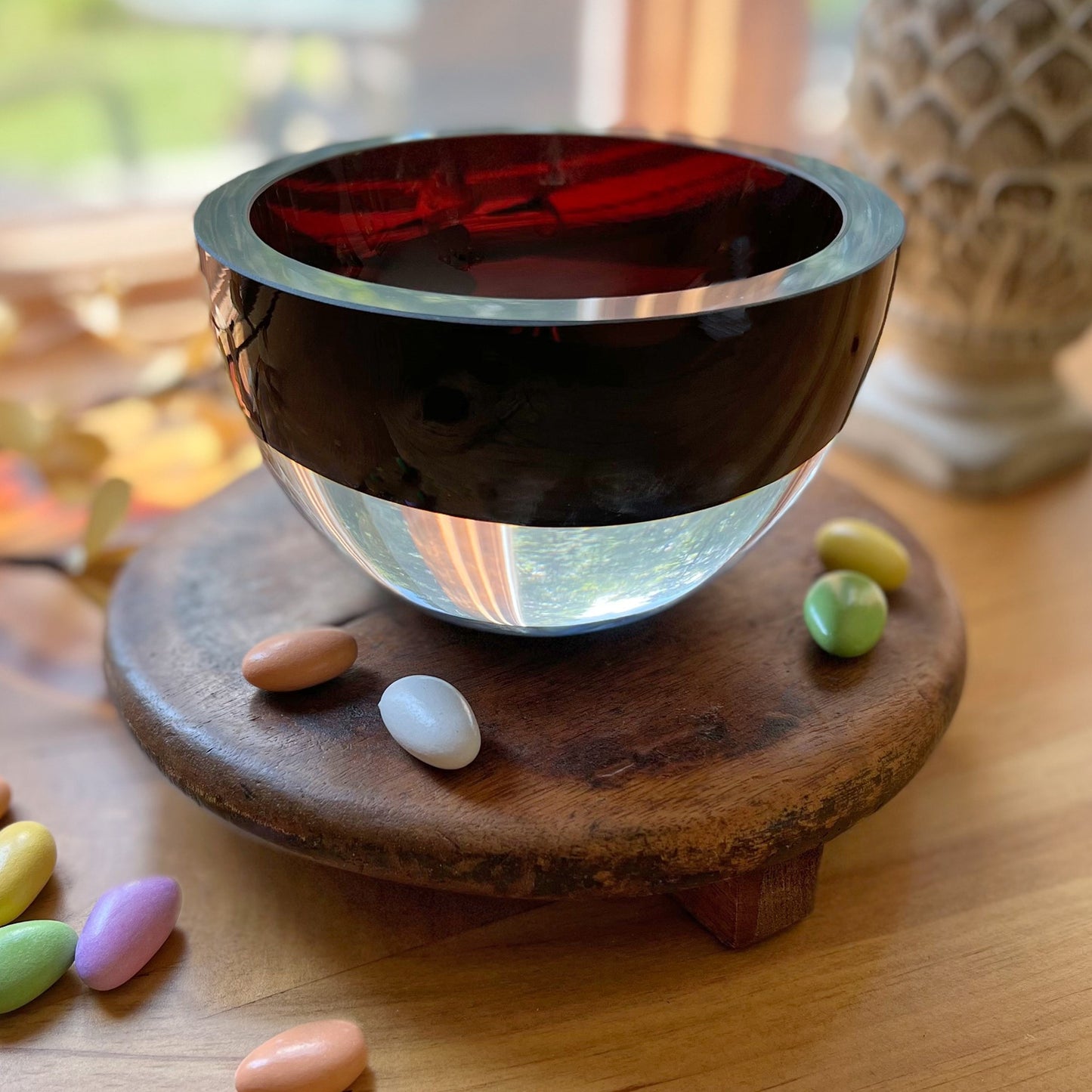 Brown Mouth Blown Crystal Thick Walled Bowl