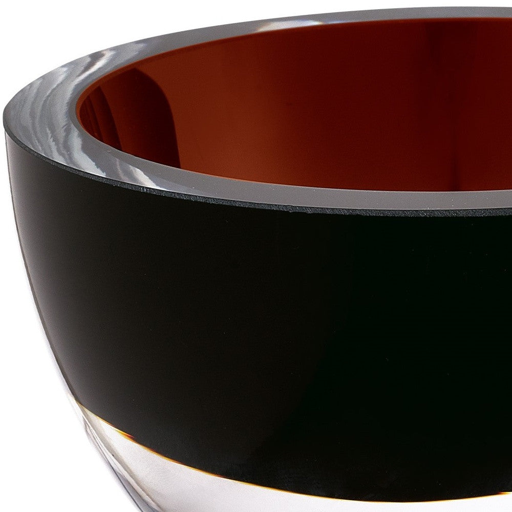 Brown Mouth Blown Crystal Thick Walled Bowl