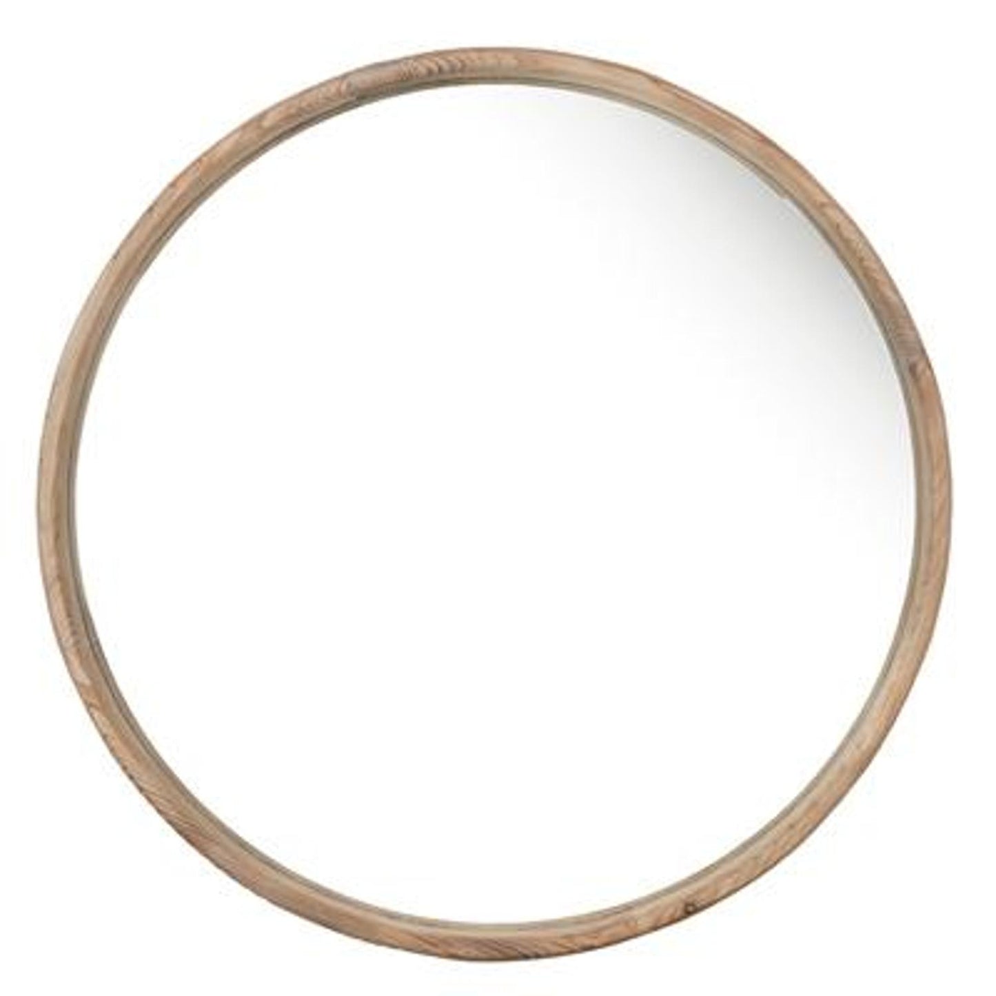 Natural Rustic Brown Wood Frame Round Wall Mounted Accent Mirror