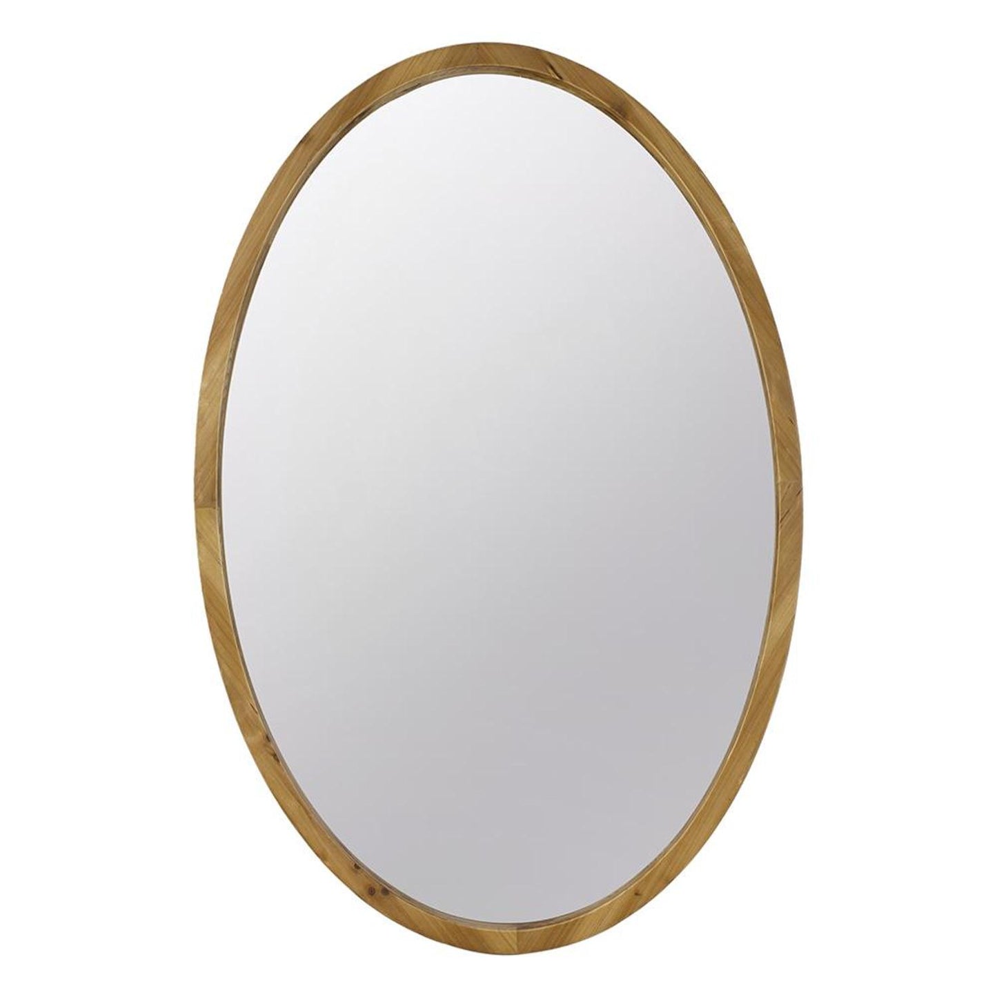 Brown Oval Solid Wood Accent Mirror