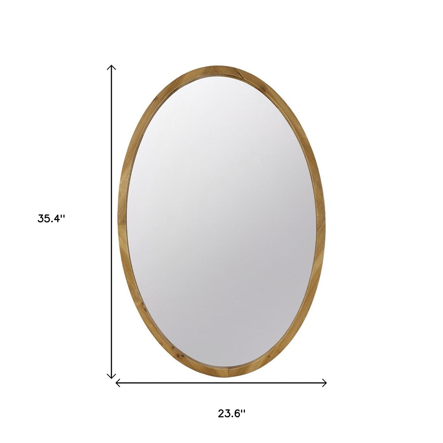 Brown Oval Solid Wood Accent Mirror