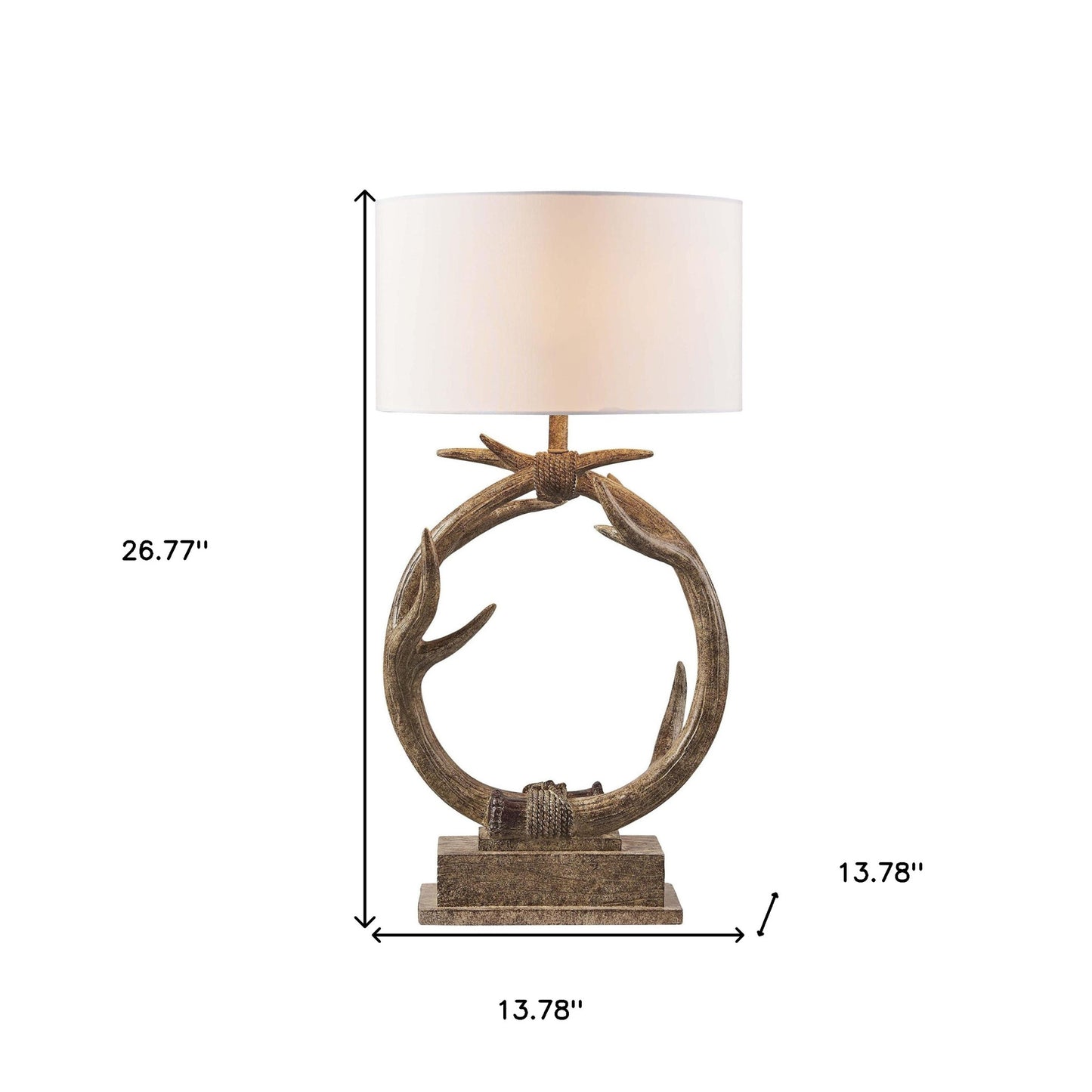 Brown Rustic Faux Antlers Table Lamp w/ Shade